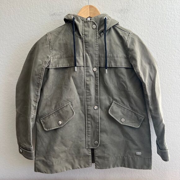 ABERCROMBIE & FITCH Green Waterproof Army Hooded Utility Rain Jacket Womens XS - Picture 3 of 11